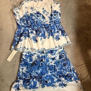 Commense Floral Print Peplum Top With Shorts Set